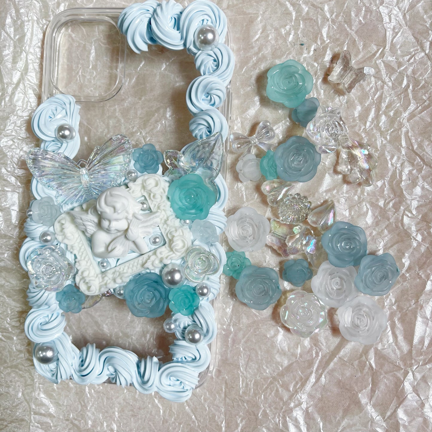 【CraftBeast Ready-made】Elegant Baroque Blue Rose phone case