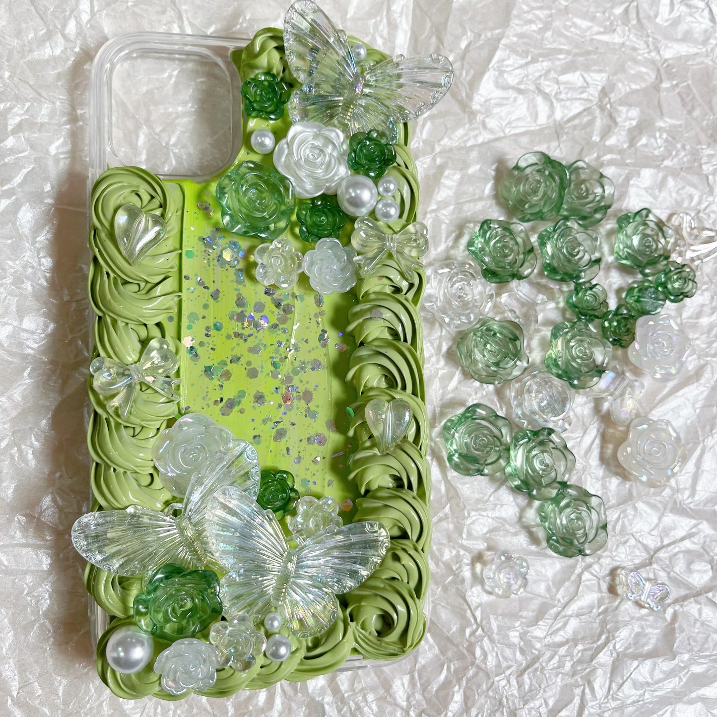 【CraftBeast Ready-made】Elegant Baroque Green Rose phone case